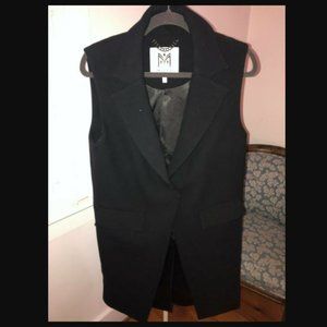 Womens MILLY Black Long Heavy Wool-Blend Vest Sz S 4, 6, 8
